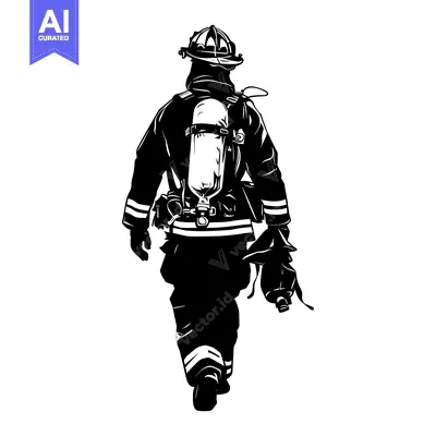 Silhouette of a Firefighter Walking Away from the Camera