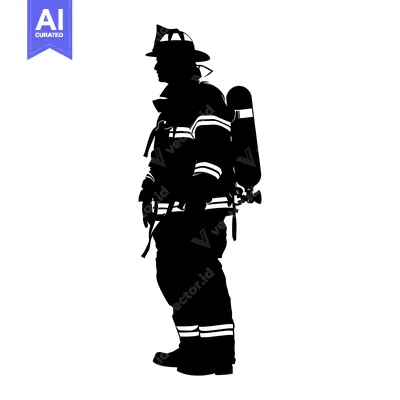 Silhouette of a Firefighter in Full Gear