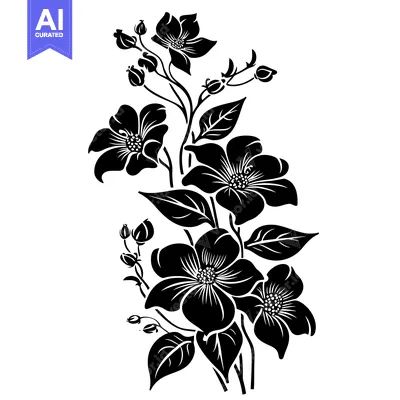 Black and White Silhouette of a Flower Bouquet