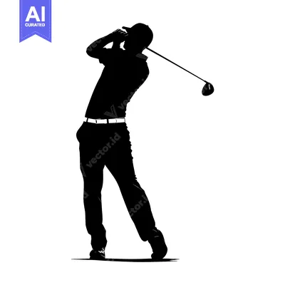 Aset desain premium: Silhouette of a golfer swinging a driver