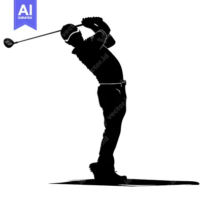 Aset desain premium: Silhouette of a Golfer Swinging a Club