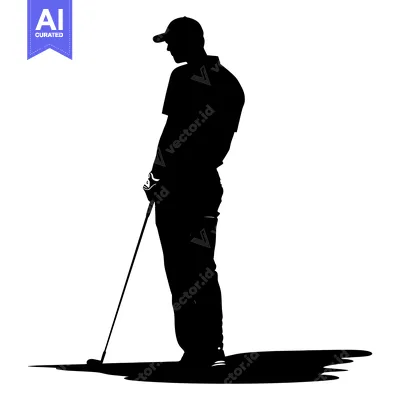 Popular premium asset: Silhouette of a Golfer Holding a Club
