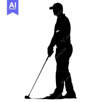 Premium design asset: Silhouette of a Golfer Holding a Club Ready to Swing