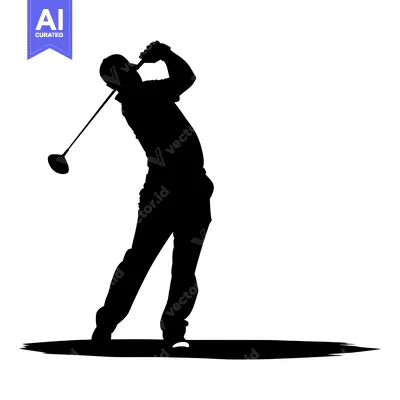 Premium design asset: Silhouette of a Golfer Swinging a Golf Club