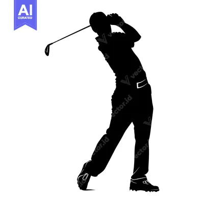 Silhouette of a Golfer Swinging a Club