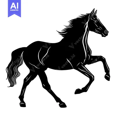 Black and White Silhouette of a Horse Running