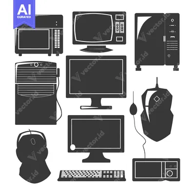 Premium design asset: Silhouette Icons of Electronics and Gadgets