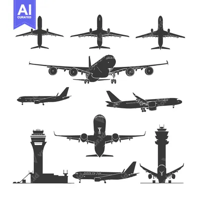 Popular premium asset: Silhouette Illustration of Airplanes and an Airport Control Tower