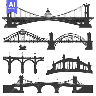 Silhouette Illustration of Four Different Bridge Designs