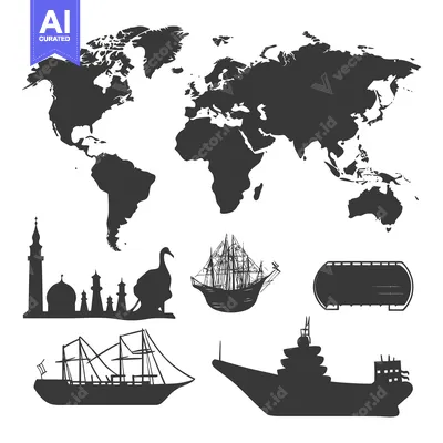 Silhouette Illustration of Global Trade and Transportation