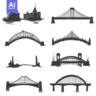 Silhouette Illustrations of Various Bridge Designs
