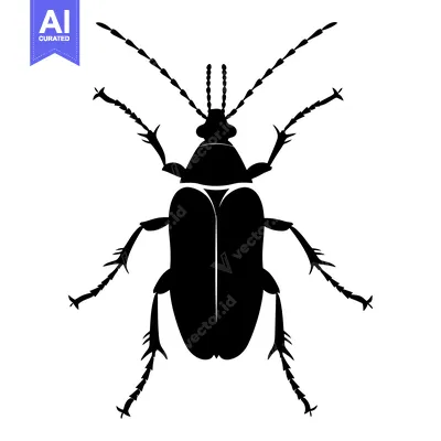 Aset premium populer: Black silhouette of a beetle with spiky legs