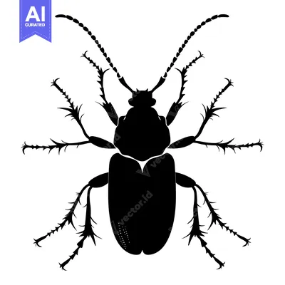 Black silhouette of a beetle with spiky legs