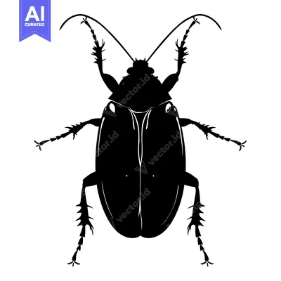 Black Silhouette of a Beetle with Spiked Legs