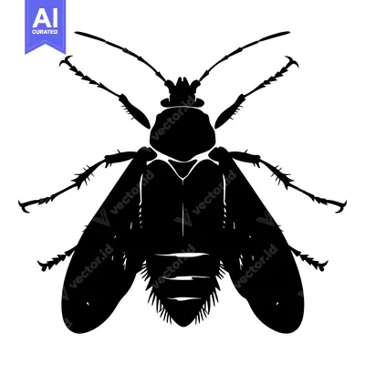Popular premium asset: Black Silhouette of a Flying Insect with Spiked Legs