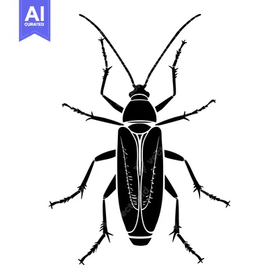 Aset premium populer: Black Silhouette of a Beetle with Long Antennae