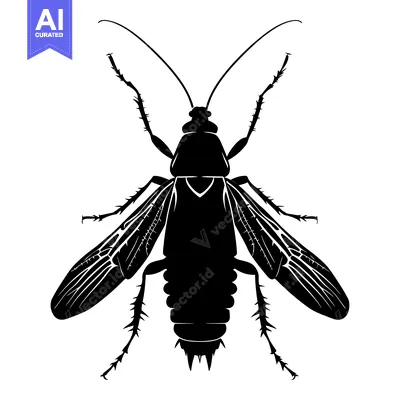 Black and White Silhouette of a Cockroach
