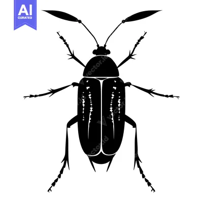 Black Silhouette of a Beetle with Spiky Legs