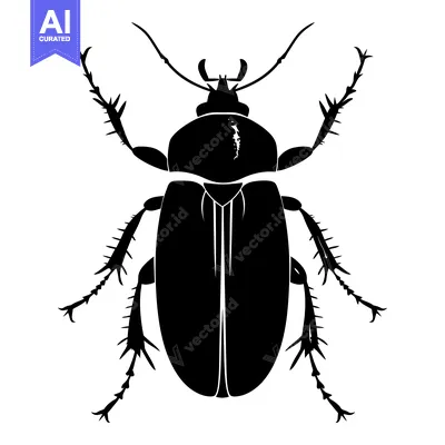 Aset premium populer: Black and White Silhouette of a Beetle with Spiked Legs