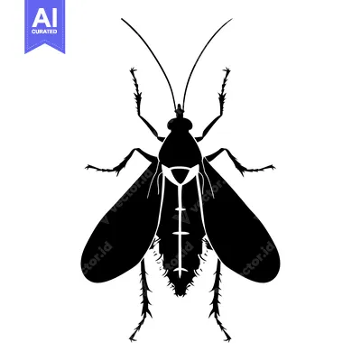Black and White Silhouette of a Cockroach