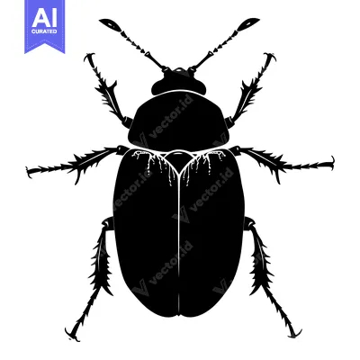 Black and White Silhouette of a Spiny Beetle