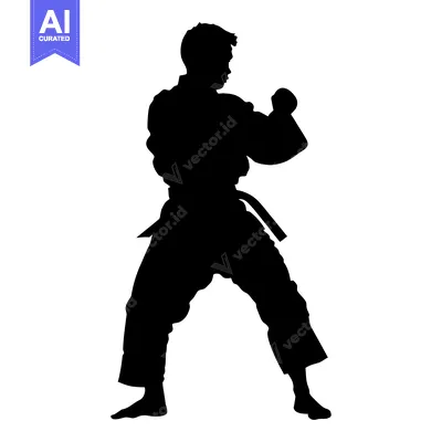 Premium design asset: Silhouette of a karate practitioner in a fighting stance