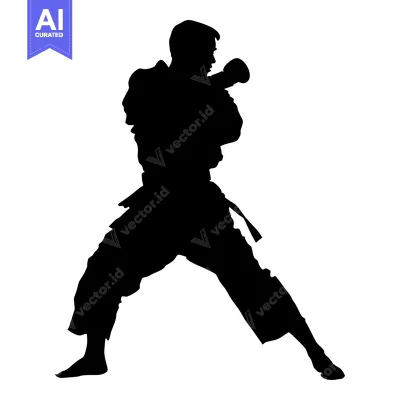 Popular premium asset: Silhouette of a Karate Practitioner in a Striking Pose