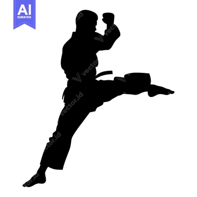 Popular premium asset: Silhouette of a karate practitioner performing a powerful kick