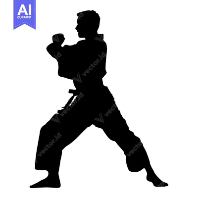 Silhouette of a Person Practicing a Martial Art