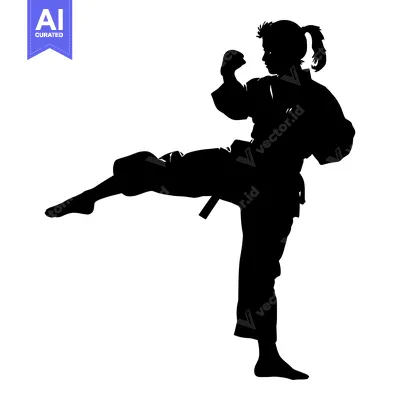 Popular premium asset: Silhouette of a Female Martial Artist Executing a High Kick