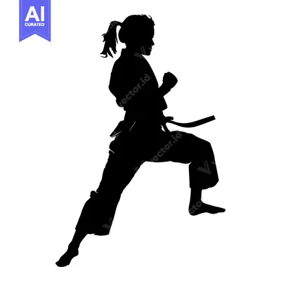 Aset premium populer: Silhouette of a Woman Practicing a Karate Stance