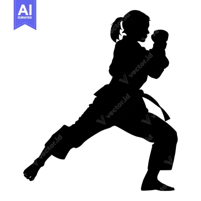 Silhouette of a Woman in a Fighting Stance
