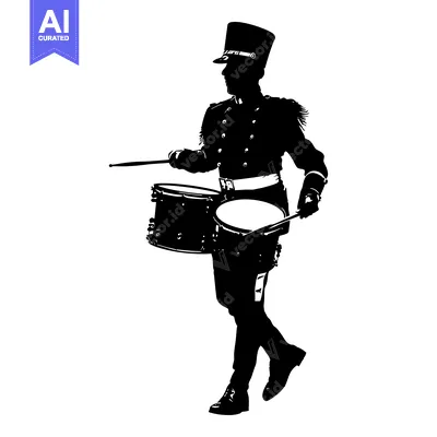 Aset premium populer: Silhouette of a Drummer with Two Drums and Sticks