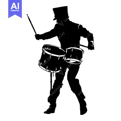 Silhouette of a Drummer Playing Two Drums
