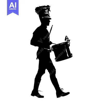 Popular premium asset: Silhouette of a Marching Drummer with a Drum and Stick