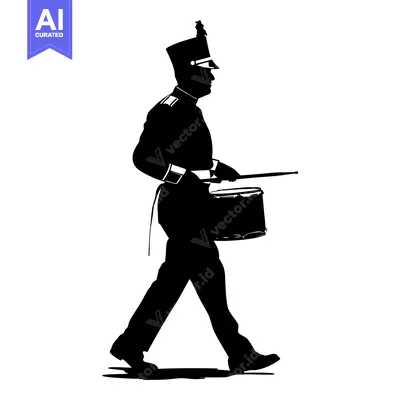 Premium design asset: Silhouette of a Drum Major Marching with a Drum