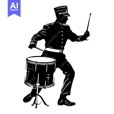 Premium design asset: Silhouette of a drummer playing a snare drum