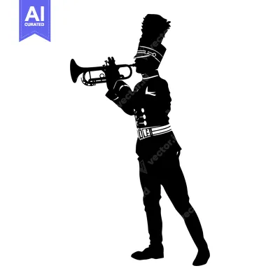 Aset desain premium: Silhouette of a Trumpet Player in Uniform