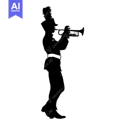 Aset desain premium: Silhouette of a Musician Playing a Trumpet