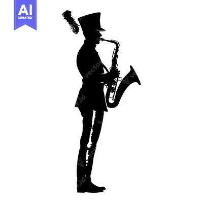 Popular premium asset: Silhouette of a Man Playing a Saxophone in Uniform