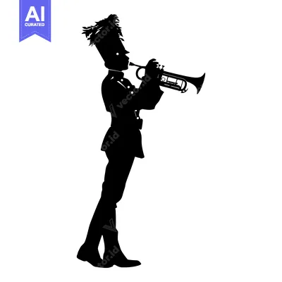 Silhouette of a Musician Playing a Trumpet