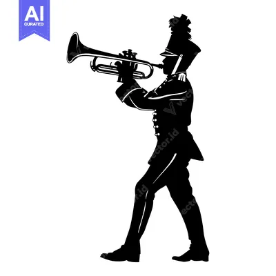 Silhouette of a Marching Band Trumpeter