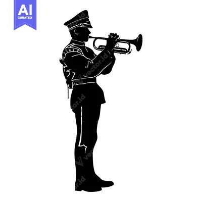 Popular premium asset: Silhouette of a Military Musician Playing a Trumpet