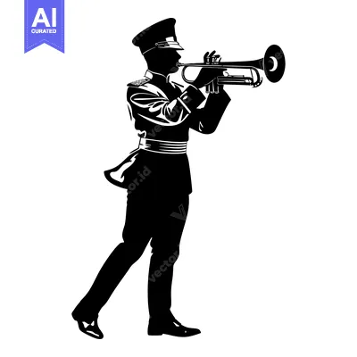 Premium design asset: Silhouette of a Man in Uniform Playing a Trumpet