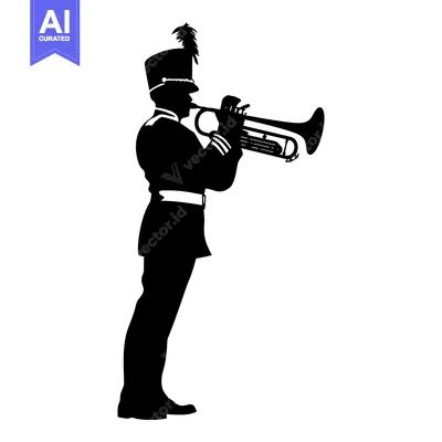 Silhouette of a Musician Playing a Trumpet