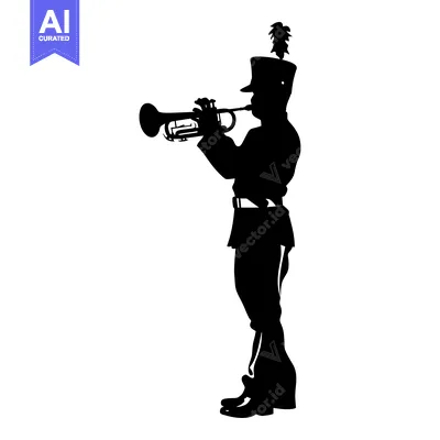 Premium design asset: Silhouette of a bugler playing a trumpet