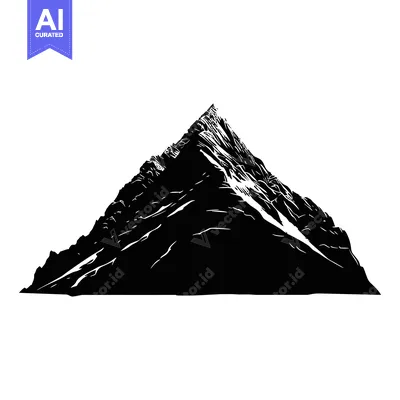 Black and white illustration of a mountain peak