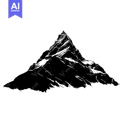 Aset desain premium: Black and White Silhouette of a Mountain Peak