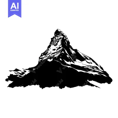 Black and White Silhouette of the Matterhorn Mountain