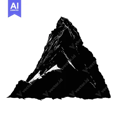 Aset premium populer: A Black And White Silhouette Of A Mountain Peak